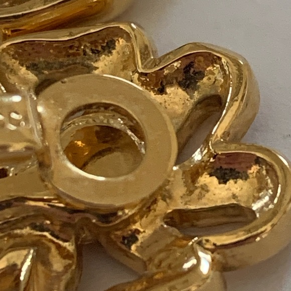 Vintage Nina Ricci bow tie earrings with crystal rhinestones clip on 1980s - Picture 4 of 9